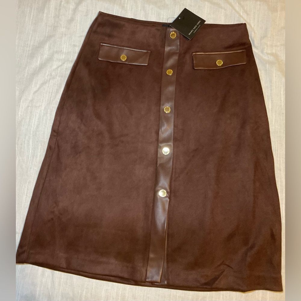 Women’s Brown Suede Faux Leather Skirt-M